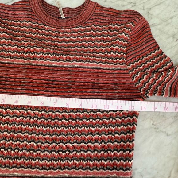 FREE PEOPLE GROOVY SWEATER DRESS Knit Stripe Mockneck 70s Trend Mini Bodycon S - Picture 8 of 9